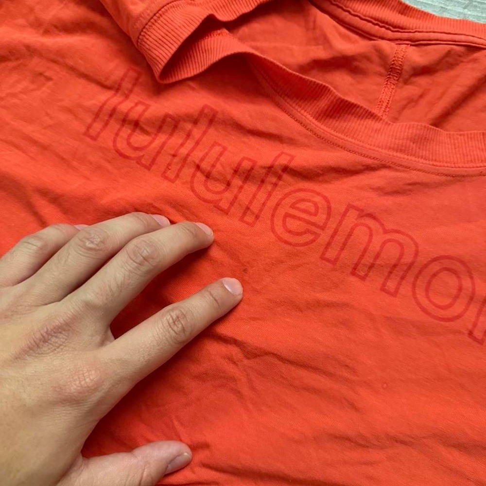 Lululemon orange all yours cropped t-shirt size XXL